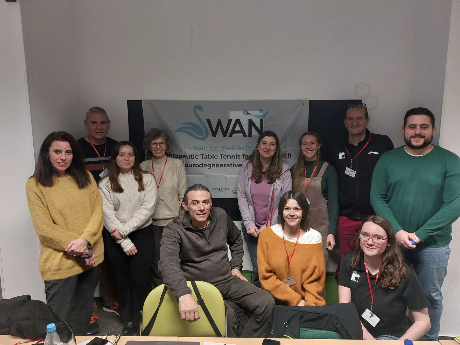 The SWAN consortium gathered in front of the project banner in Ljubljana