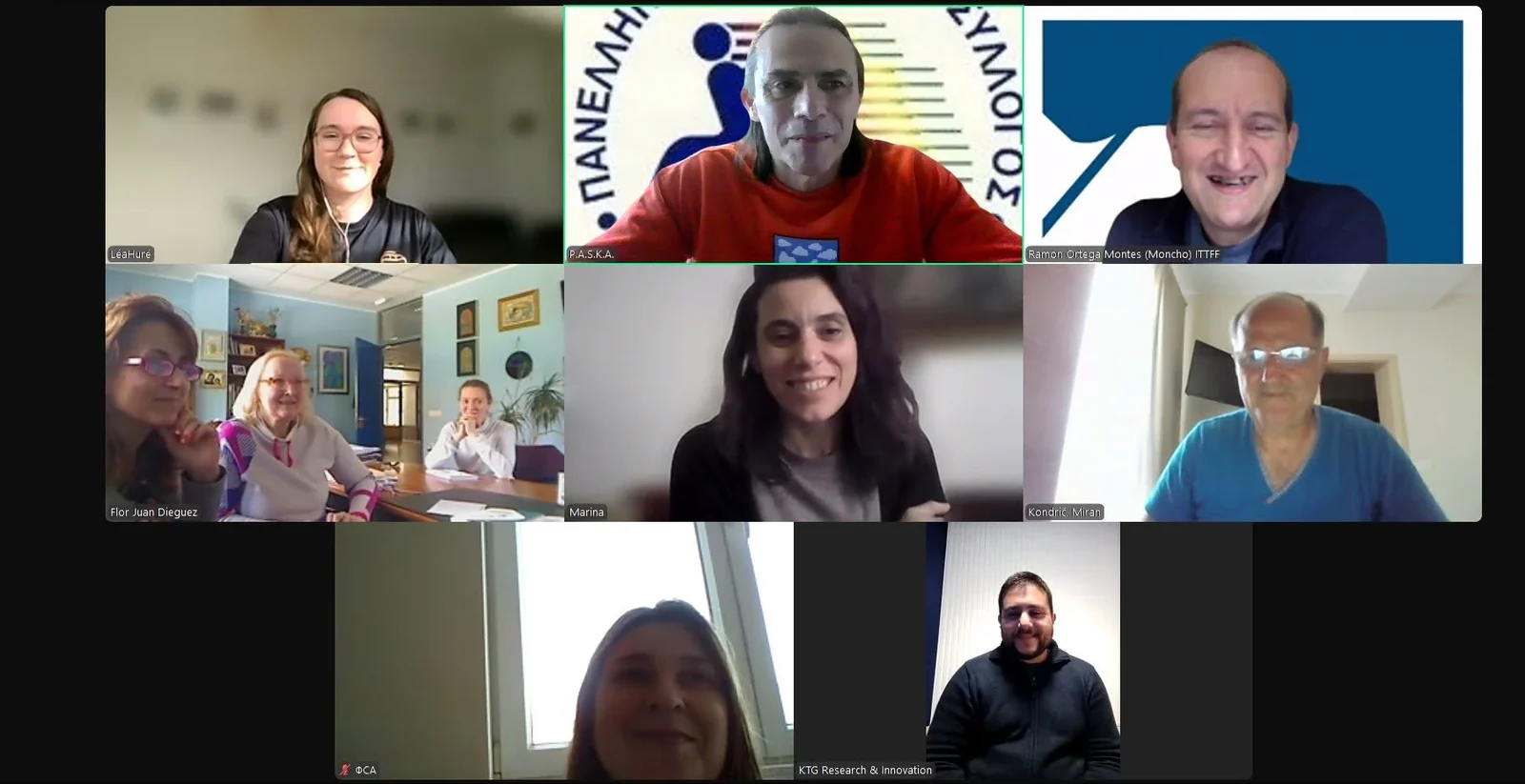 Partner representatives on the video call for the 2nd SWAN progress meeting